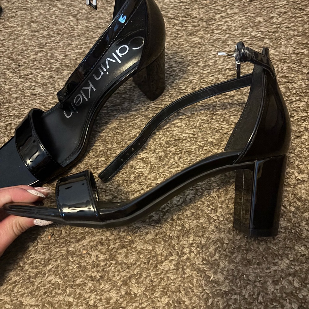 Calvin Klein Black Stiletto Heels with Ankle Strap - Picture 4 of 6